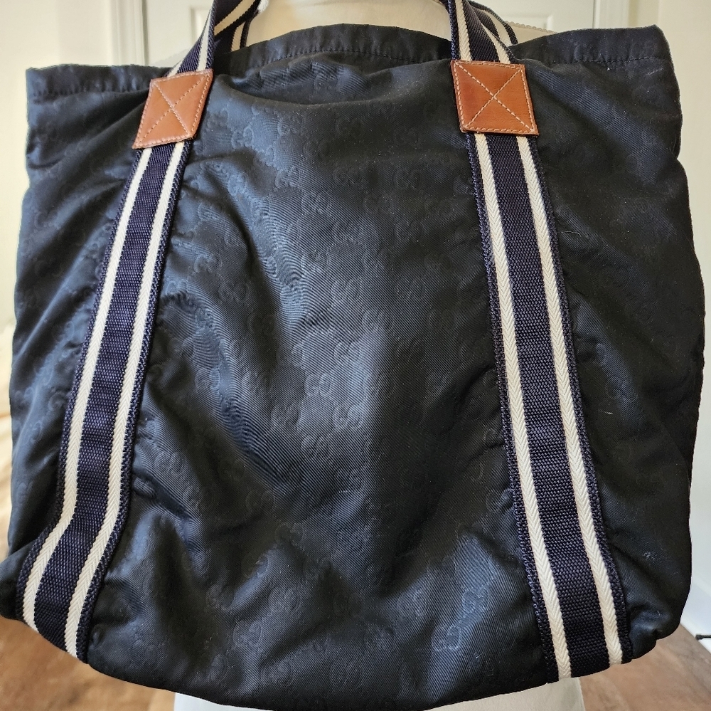 Preowned Gucci nylon tote blue Authenticated - Picture 2 of 16